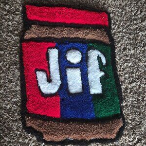 Handmade Tufted Peanut Butter Jar Rug – Colorful Pop Art Accent Mat